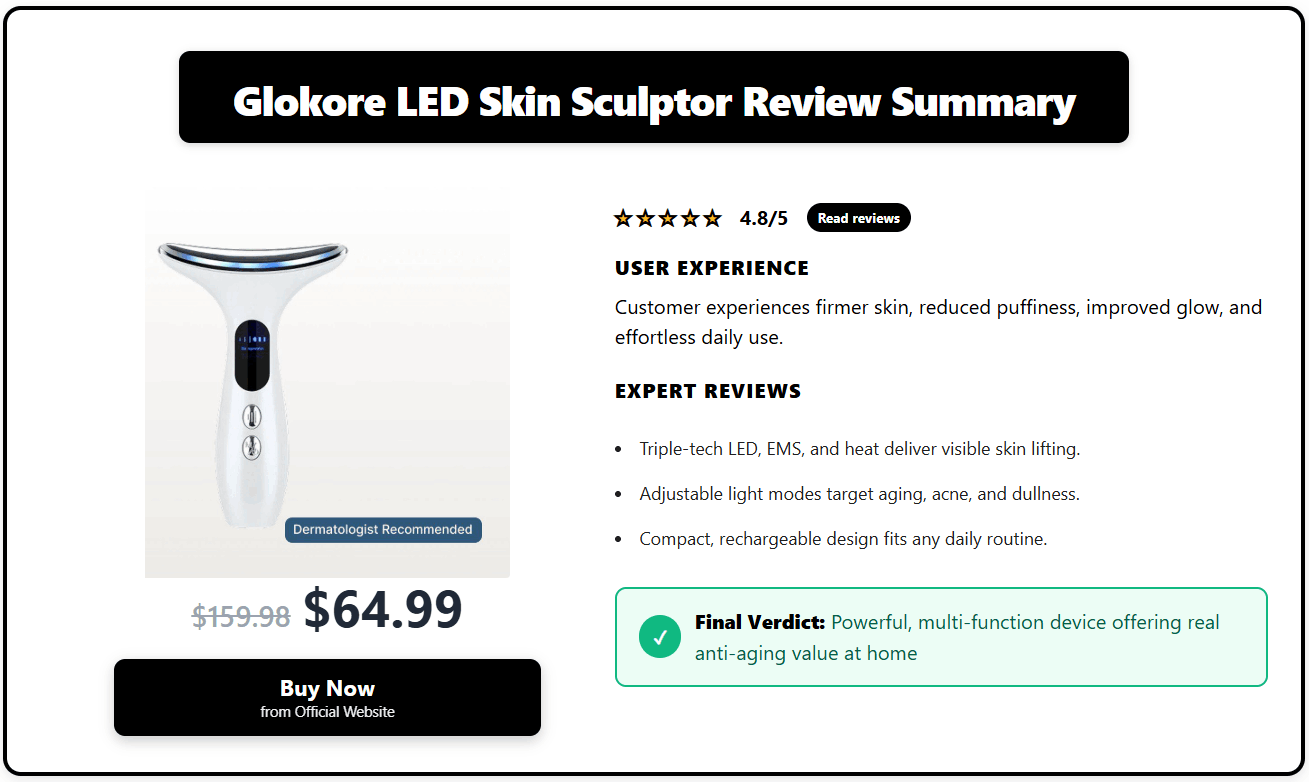 Glokore LED Skin Sculptor 3-in-1 Anti-Aging Device